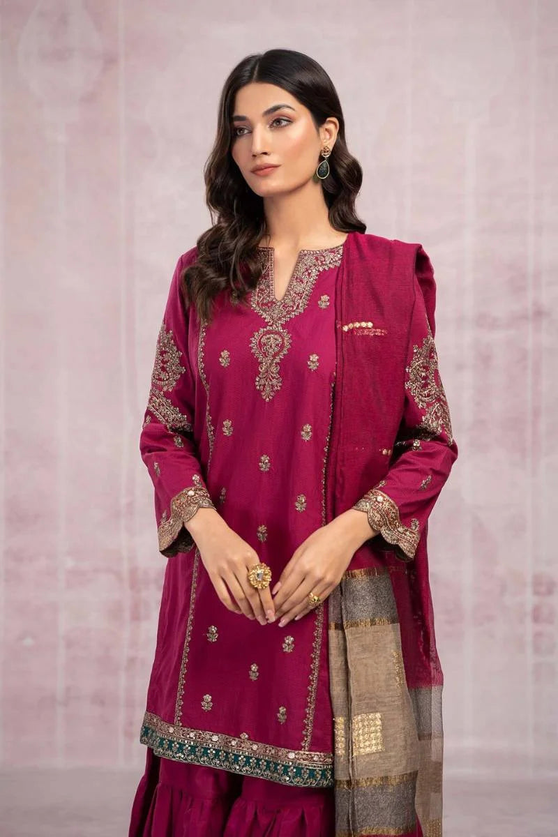 Maria B 3Pcs Embroidered Dhanak Collection 2024 MB-120