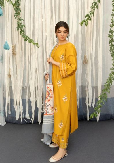 Kastoor-3-piece Dhanak embroidered suit with Digital prited wool shawl- NZ703