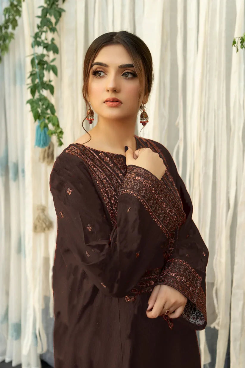 URGE - 3PC DHANAK EMBROIDERED SHIRT WITH Wool PRINTED SHAWL NZ231